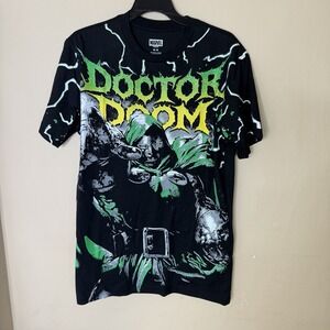 Mad Engine Marvel Doctor Doom AOP Wrath Graphic T-Shirt Black Mens Size Medium